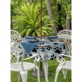 thumbnail image 4 of Round Outdoor Tablecloth With Umbrella Hole And Zipper– Dog Claw Paw Print Waterproof Patio Table Cover for Party, Picnic, Backyard, 60" Dia. , Pet Blue Brown Farmhouses Wood, 4 of 8