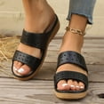 thumbnail image 2 of LOVZFMLL Wedge Sandals for Women Two Straps Slip On Open Toe Comfort Walking Clogs with Arch Support Casual Summer Beach Vacation Shoes Black 6, 2 of 7