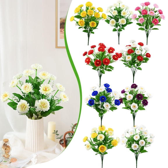 CHENjy UV Resistant Artificial Flowers for Outdoors, Pink Silk Fake Flowers Cemetery Memorial Bouquet for Grave Veterans Day Christmas Decor, Pink