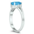 thumbnail image 2 of SZUL Women's 8X6MM Blue Topaz and Diamond Pear Shaped Open Three Stone Ring in 10K White Gold, 2 of 4