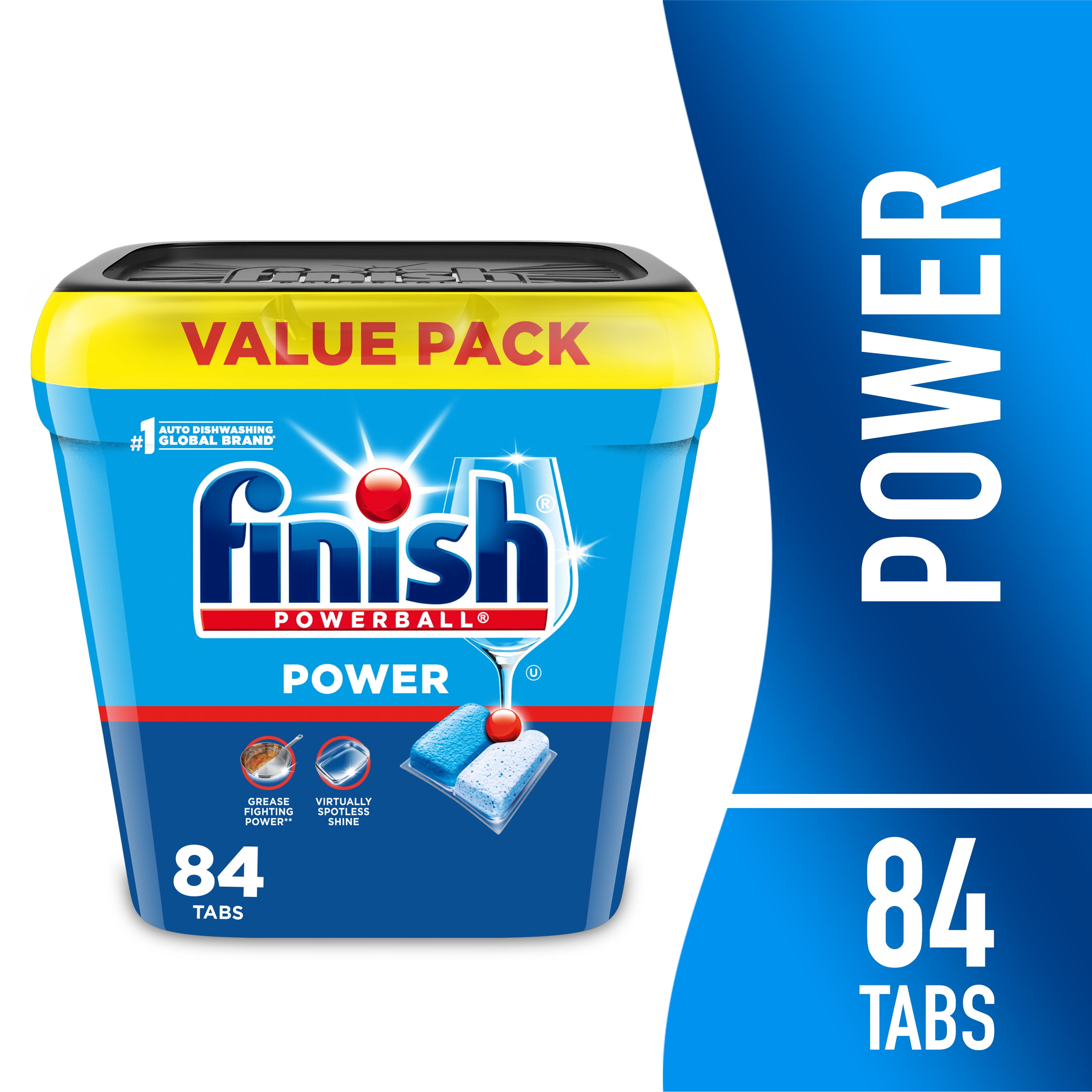 (2 pack) Finish Power Dishwasher Pods, No Pre-Rinse Dishwasher Detergent Tabs Soap, Deep Clean, 84 Count