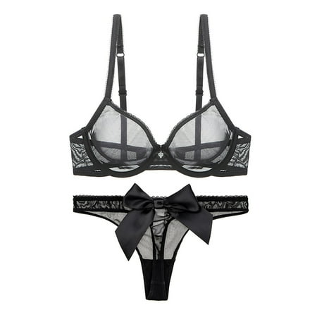 

Sexy Lace Bra See Through Breathable Soft Underwear Low Waist See Through Panties for Women