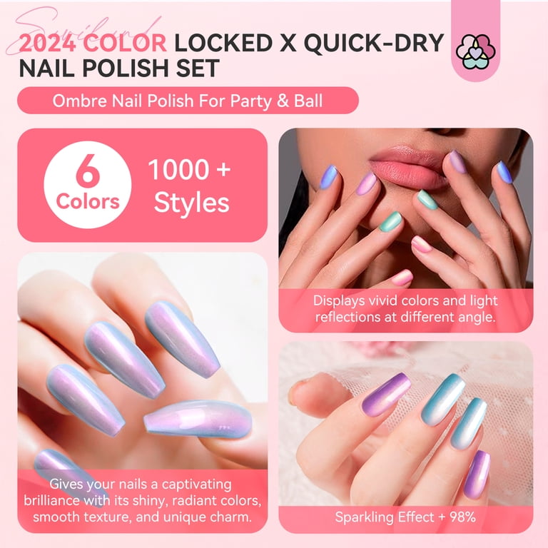 Saviland 6pcs Ombre Nail Polish Set, Quick-Dry, Natural Castor Oil