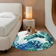thumbnail image 2 of Blue Teal Leaves Round Area Rug 3.3Ft Washable Circle Rugs for Dining Room Table, Summer Botanical Watercolor Leaf Non-Slip Carpet Floor Mats Indoor Outdoor Carpet Runner Aesthetic Home Decor, 2 of 8