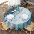 thumbnail image 3 of Blue Gold Marble Pattern Round Tablecloth 60"x60",Wrinkle Wipeable Table Cloth for Kitchen Dining Room Picnic Patio Party, 3 of 6
