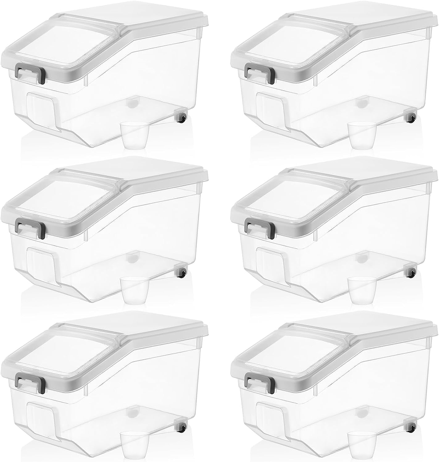 6 Pcs Rice Storage Container with Wheels 22 lb Airtight Flour Storage