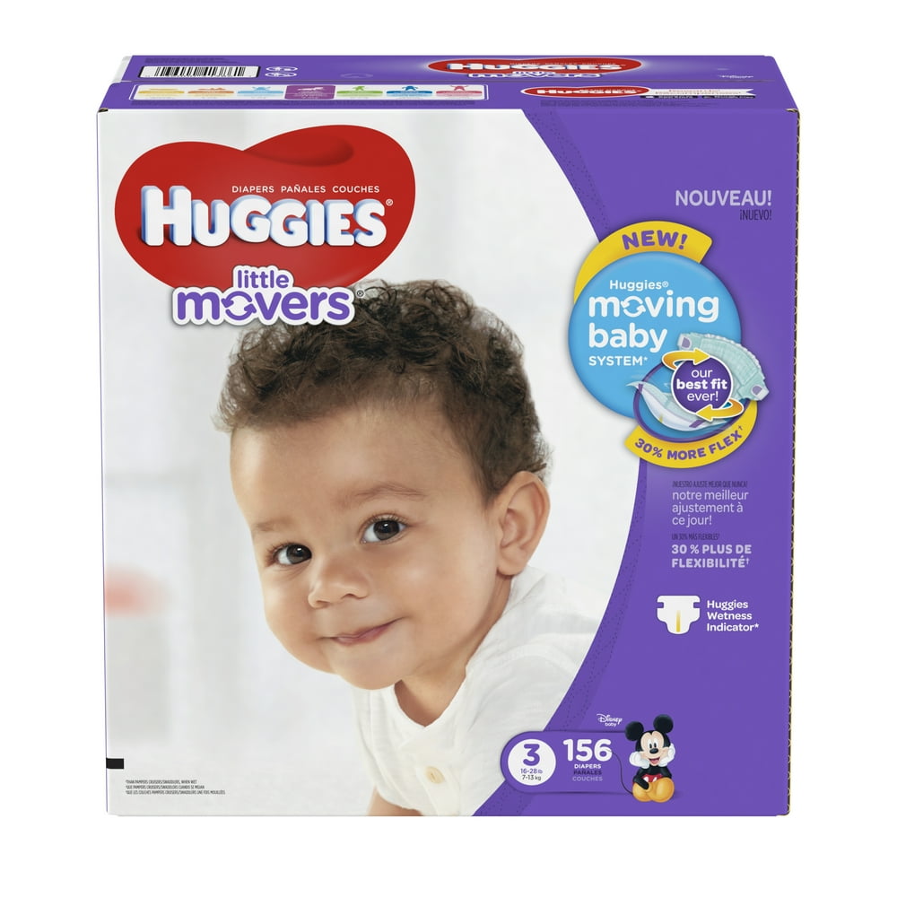 Huggies Little Movers Diapers, Jumbo Pack, Size 3, 156 Count Walmart