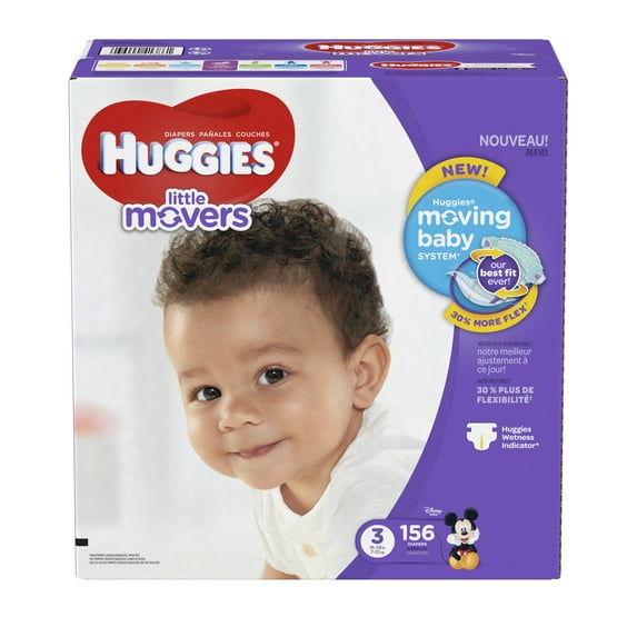 Huggies Little Movers Diapers, Jumbo Pack, Size 3, 156 Count