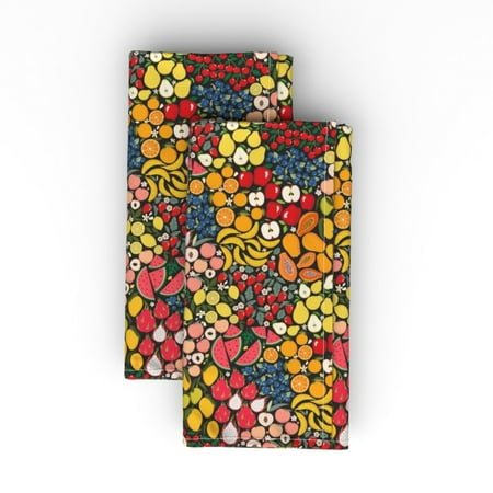 

Cotton Sateen Dinner Napkins (Set of 2) - Ditsy Fruits Fresh Sweet Farmers Market Orchard Apples Blueberries Strawberries Cherries Mangos Print Cloth Dinner Napkins by Spoonflower