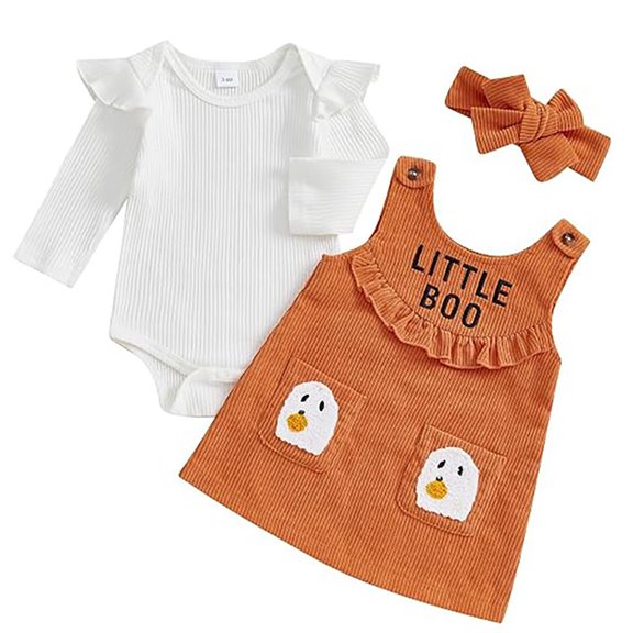 HAYIMI Girls Autumn Winter Ribbed Batwing Sleeve Tops Suspender Jumpsuit Skirt With Hair Bow Toddler Baby Outfit Sets Versatile Clothes Sets