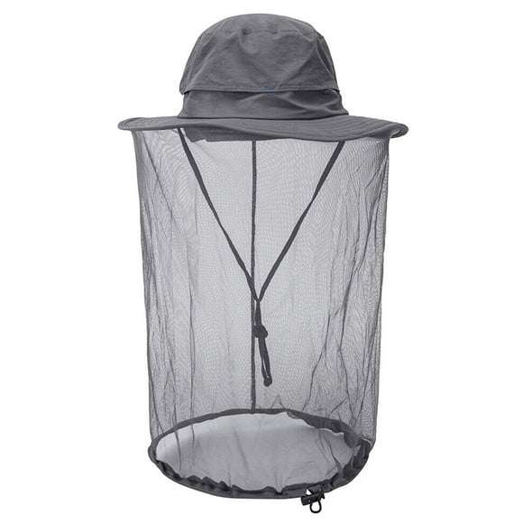Protector Facial de Malla para Sombrero con Máscara Antimosquitos, IC ICLOVER, Abeja, Mosquito, Sombrero para el Sol Resistente a Insectos, Sombrero de Safari sin Protección UV para Viajar, Acampar, Gris
