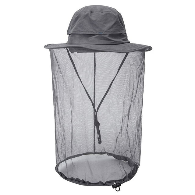Protector Facial de Malla para Sombrero con Máscara Antimosquitos, IC ICLOVER, Abeja, Mosquito, Sombrero para el Sol Resistente a Insectos, Sombrero de Safari sin Protección UV para Viajar, Acampar, Gris