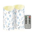 thumbnail image 2 of Small Blue Flower Pattern Flameless Candles 2 PCS with Remote Realistic Moving Flame LED Tapered Pillar Set for Home Decor, 2 of 7