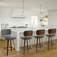 thumbnail image 3 of Foreate Swivel PU Bar Stools, Set of 4, 26" Counter Height Upholstered with Leather Mid-Back Wood Legs, Modern Chair Island Stool for Kitchen, Gray, 3 of 11
