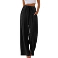 thumbnail image 6 of Linen Pants for Women High Waisted Drawstring Wide Leg Pants Summer Flowy Cotton Linen Pant Boho Beach Vacation Clothes 2026 Multicolor S, 6 of 6