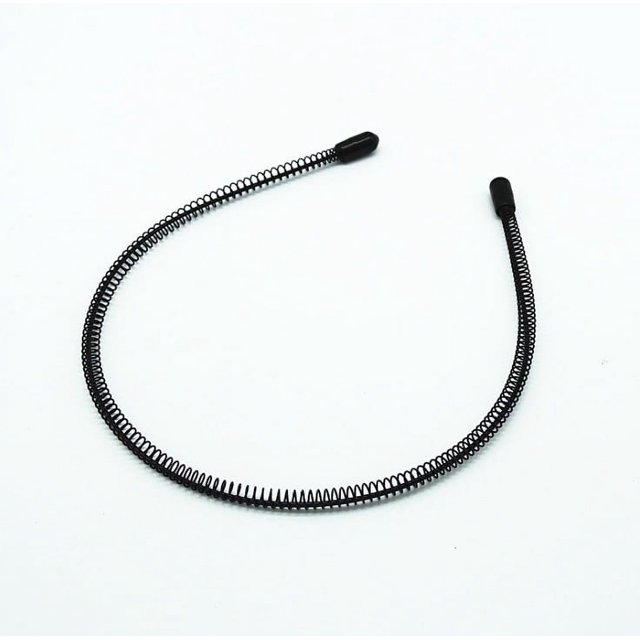 Diadema de metal para hombres y mujeres, diadema de moda con dientes ondulados antideslizantes, negro (ondulado ancho+primavera)