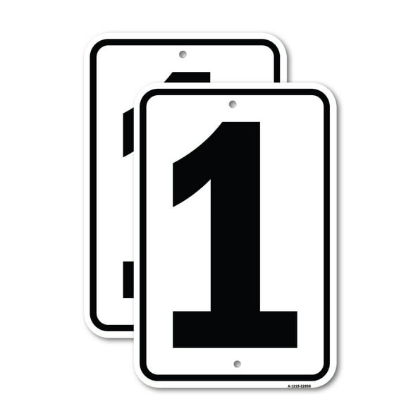 (2 Pack) Sign with Number 1 | 12" X 18" Heavy-Gauge Aluminum Sign | Rust Free Aluminum, Weather Resistant, Waterproof, Fade Resistant, 2 Pre-drilled Holes
