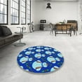 thumbnail image 4 of Ahgly Company Machine Washable Indoor Square Transitional Cobalt Blue Area Rugs, 6' Square, 4 of 7