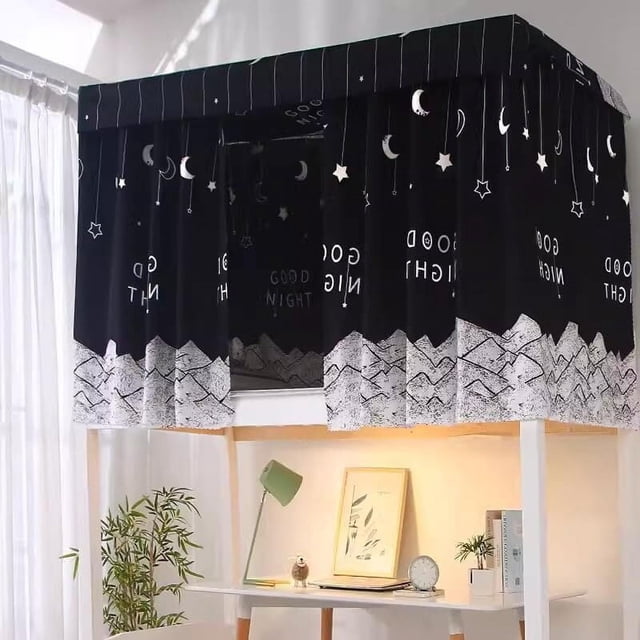 SUTENGDA 2 Pieces Upper/Bottom Bunk Bed Curtains Dorm Home Blackout Privacy Bed Cloth Curtain Shading Breathable Dustproof Bed Canopy with Rope and Buckles for Kids Teen Loft Bed Single S