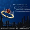 thumbnail image 2 of Gem Stone King 18K Yellow Gold Plated Silver Red Garnet and Blue Created Sapphire Engagement Ring for Women | 2.20 Cttw | Round 6MM | Gemstone January Birthstone | Size 6, 2 of 6