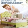 thumbnail image 4 of Tamaño individual-sized velvet cama plataforma con LED lights, crystal-button cabecero, almacenamiento cajón, noise-free design, no box spring required - a playful y comfortable princess cama..., 4 of 8