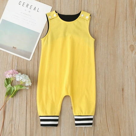 

Vedolay Jumpsuit For Summer Baby Boy Floral Overalls Spaghetti Straps Flare Oversize Romper Jumpsuit CowBoy Clothes for Toddler Boys Yellow 12-18 Months