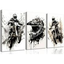 Hieng Football Canvas Wall Art Watercolour Color Splash Ink Rugby Poster Graffiti Cool Gaming Sport Themed Picture Print Artwork for Boys Teen Kids Room Playroom Wall Decor（Only canvas）