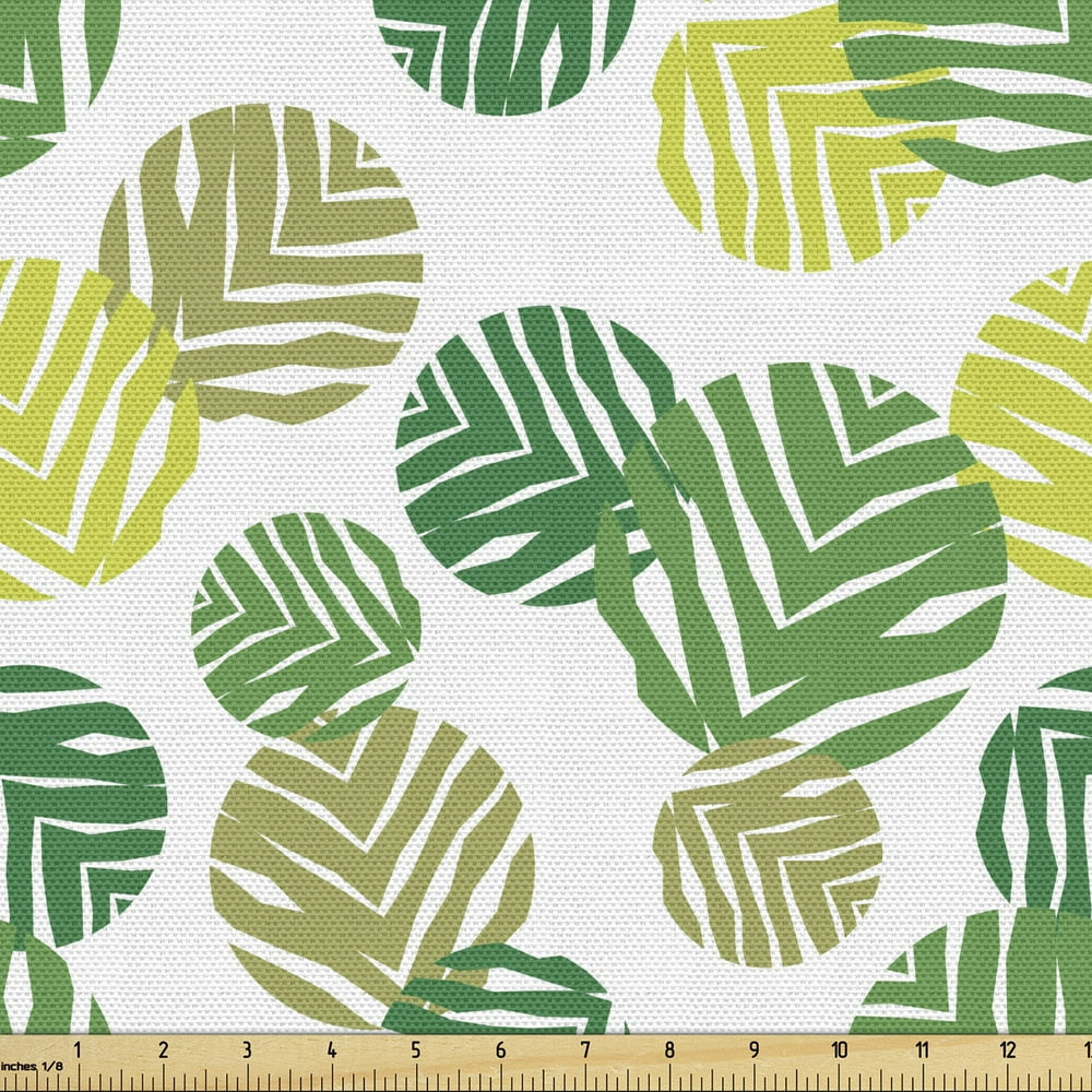 Leaf Sofa Upholstery Fabric by the Yard, Green Spring Leaves Oval