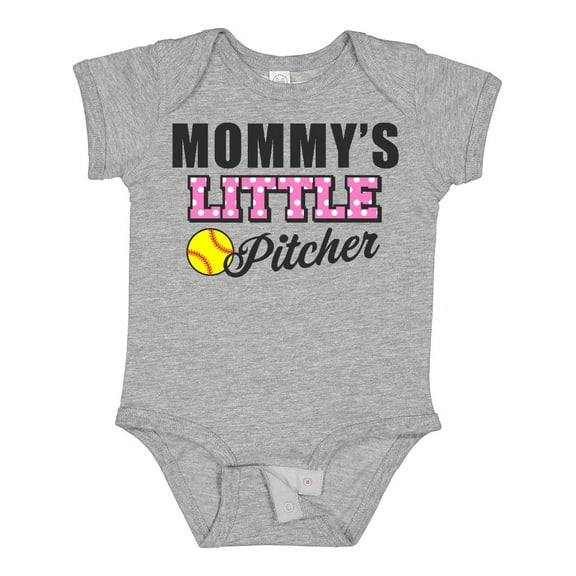 Inktastic Mommys Little Pitcher Softball Girls Baby Bodysuit