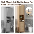thumbnail image 6 of Euroco 67.7" Tall Freestanding Bathroom Cabinet, Traditional American Style, 1 Door with Adjustable Shelf, 3 Drawers, Open Storage, Gold Metal Handles, Damping Hinges, Space-Saving Design, 6 of 9