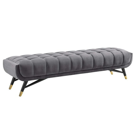 Modway Adept Performance Velvet Bench in Gray