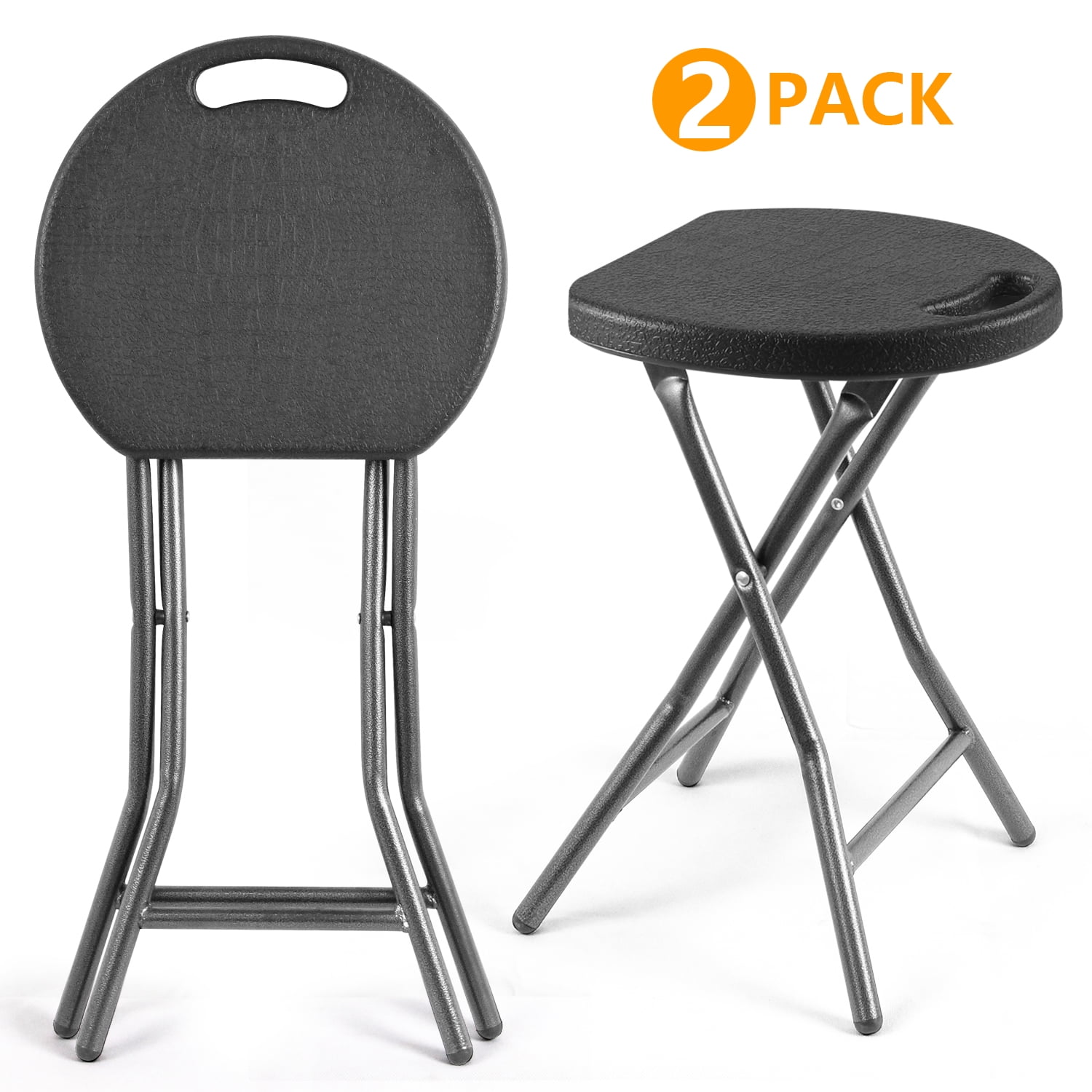 Rfiver 2 Pack Backless 18 inch Plastic Collapsible Folding Chairs
