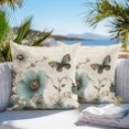 thumbnail image 3 of Turquoise Tulip Throw Pillow Covers 26x26 Inch Set of 2, Spring Vintage Botanical Butterfly Floral Waterproof Outdoor Pillow Covers, Decorative Cushion Pillowcases for Couch, Sofa, Bed, Garden, Patio, 3 of 9
