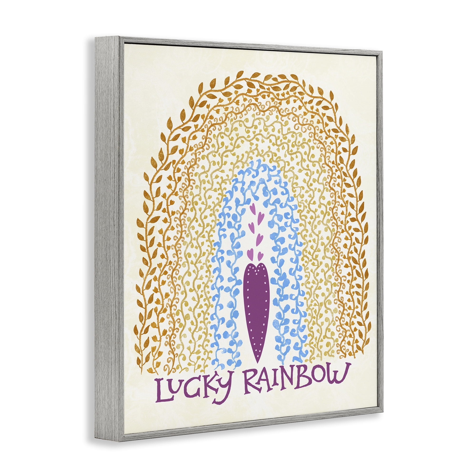 Stupell Industries Boho Lucky Rainbow Gray Framed Giclee Art, design by Connie Summers