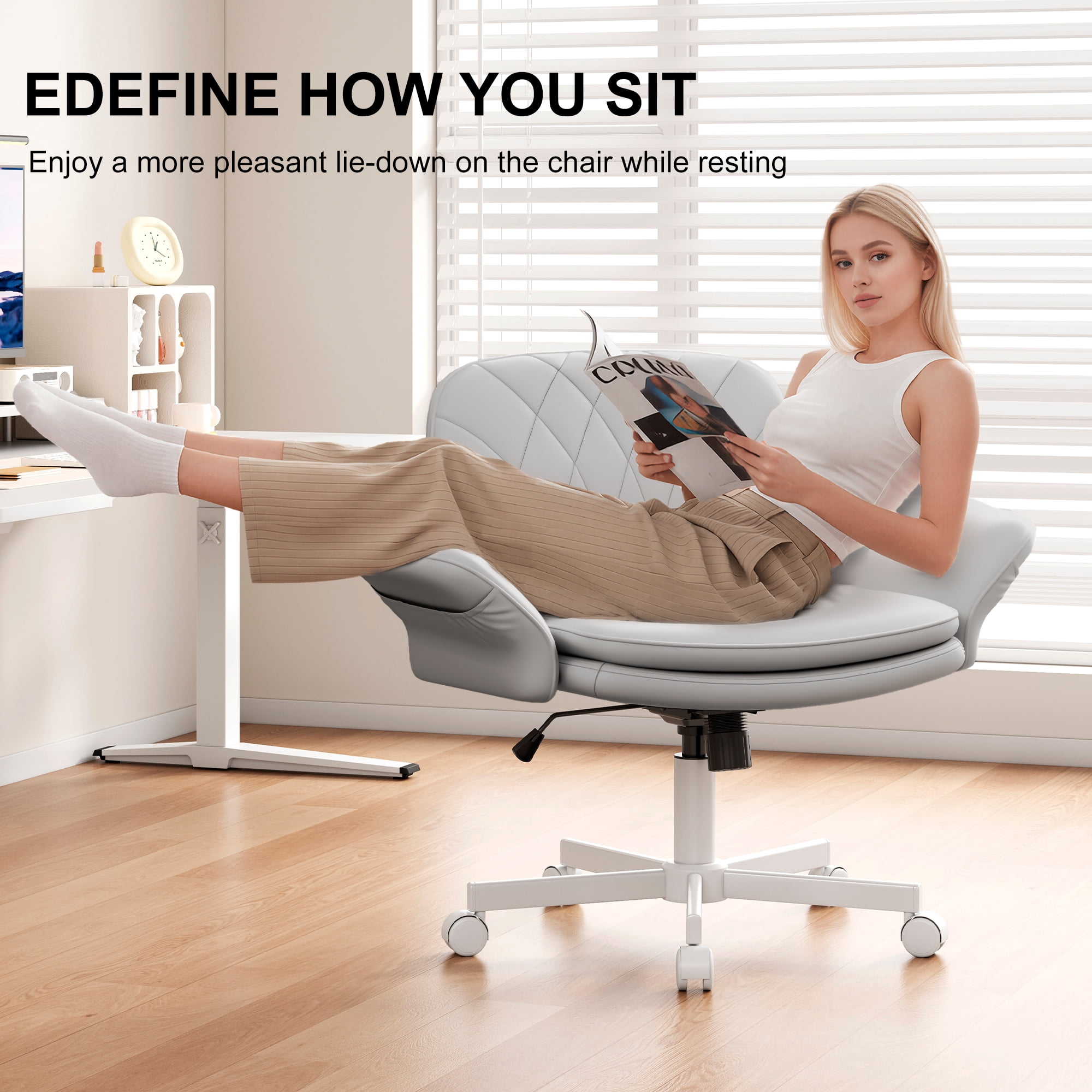 Misolant Big and Tall Office Chair, Computer Chair with Soft Adjustable Armrests, Ergonomic Gaming Chair with Breathable Linen Design, Executive Chairs with Footrest
