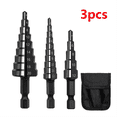 thumbnail image 2 of 3pcs 3-12mm 4-12mm 4-20mm HSS Straight Groove Step Drill Bit Set Wood Metal Hole Cutter Core Drill Bit Set, 2 of 7