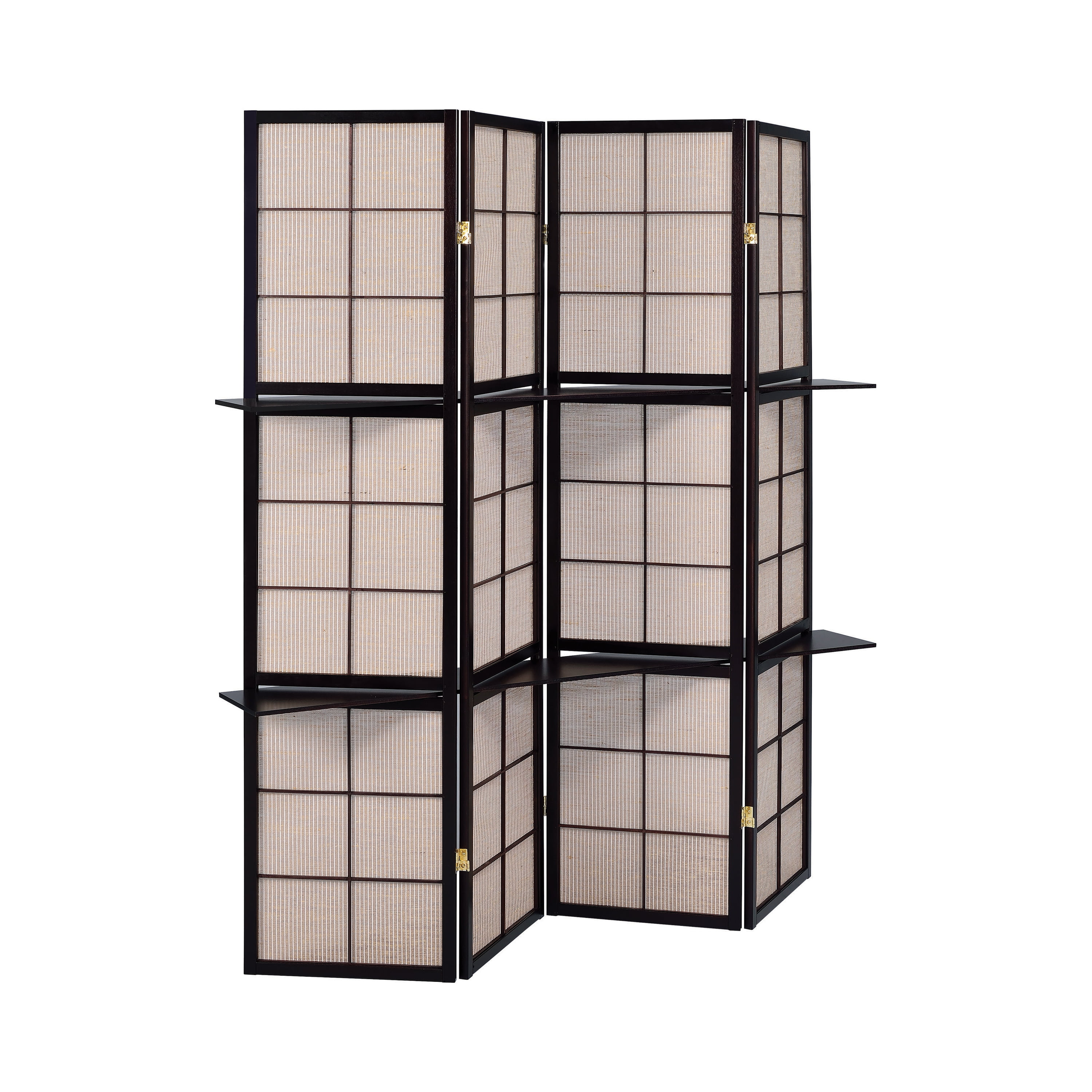 Black & Gold Metal Four Panel Folding Room Divider Screen by Coaster 2710 