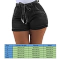 thumbnail image 2 of Pantalones cortos de mezclilla para mujer Pantalones cortos ajustados Pantalones calientes de cintura alta Elástico lavado, Negro, S Eigraketly AP1049-07B, 2 of 7