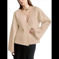 thumbnail image 3 of Cárdigan de Cuello en V para Mujer, Larga Acampanada, Botones, Frente Abierto, Suéter de Punto Holgado, Blazer de Otoño Albaricoque M, 3 of 10