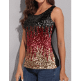 thumbnail image 7 of PrettyGuide Women Shimmer Glam Sequin Embellished Sparkle Tank Top Vest Tops S Black/Red/Gold, 7 of 7