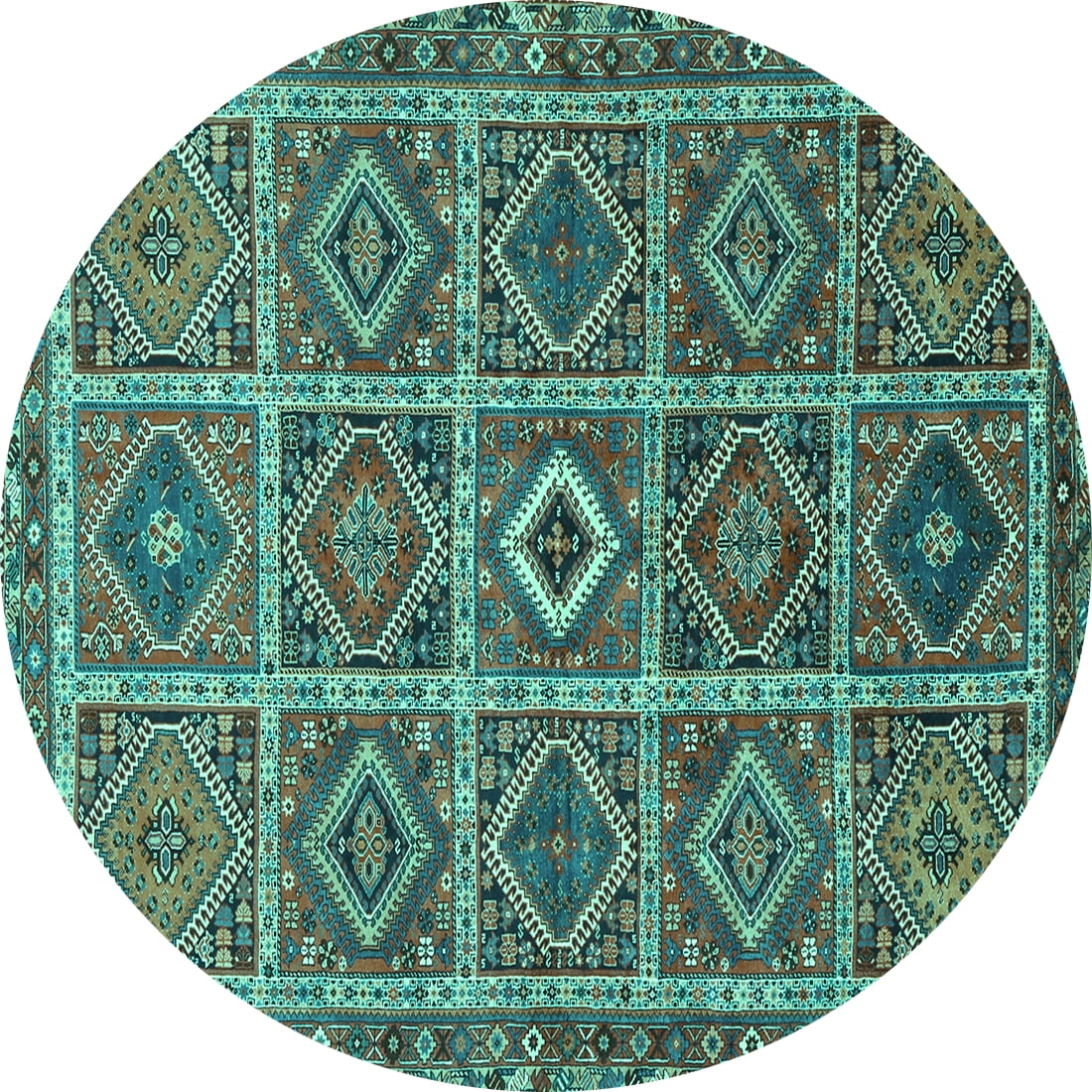 Ahgly Company Indoor Round Persian Turquoise Blue Traditional Area Rugs ...