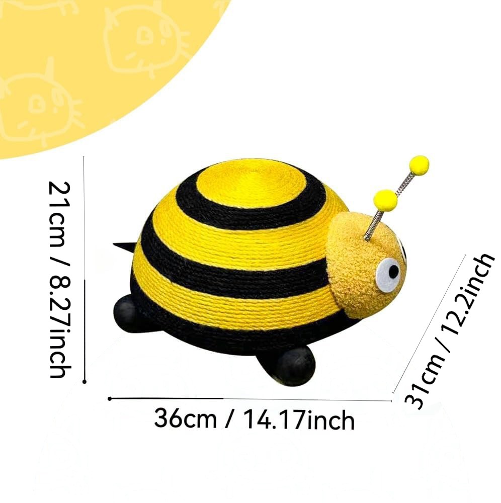 ShadeMart Cat Toy with Sisal Rope Ball, Durable Interactive Toy for Indoor & Outdoor Play (Bee)