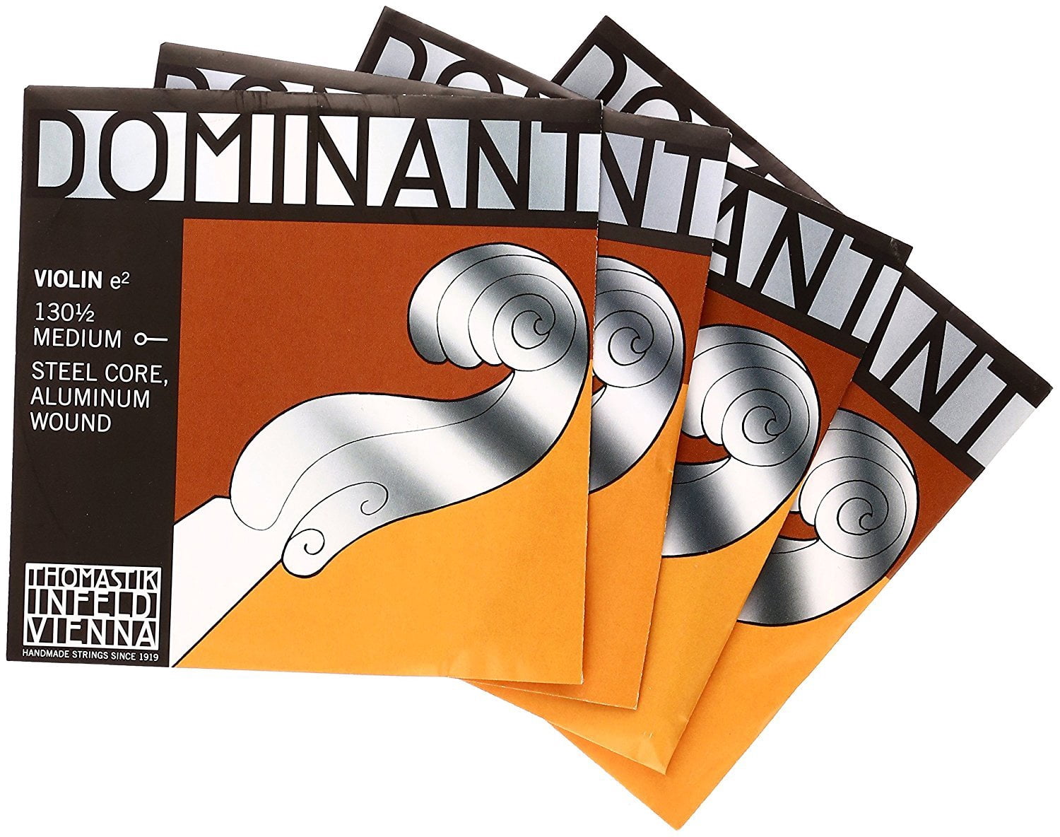 Thomastik Dominant 1/2 Size Violin Strings 1/2 Set, Wound E String, Ball End