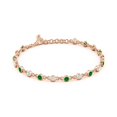thumbnail image 2 of ANGARA Bezel-Set Round Lab Grown Emerald and Diamond Tennis Bracelet for Women in 14K Rose Gold (Size-3mm) | May Birthstone, Birthday, Anniversary, Jewelry Gift for Women | Lab-Grown Emerald Bracelet, 2 of 7