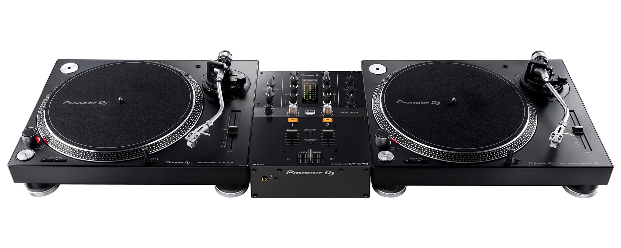 Pioneer DJM-250MK2 2-Channel DJ Mixer with Independent Channel Filter - Bundle with TRS Cable, 2 XLR Cables, and Austin Bazaar Polishing Cloth