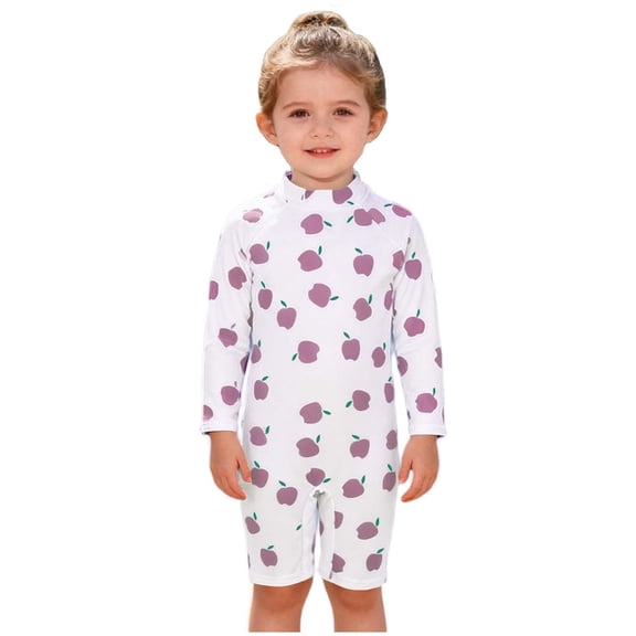 LckLvx Baby Girl One-Piece Swimsuit Cute Print Bathing Suit Zipper Back Short Sleeve Swimwear Beach Wear 0-4 Years