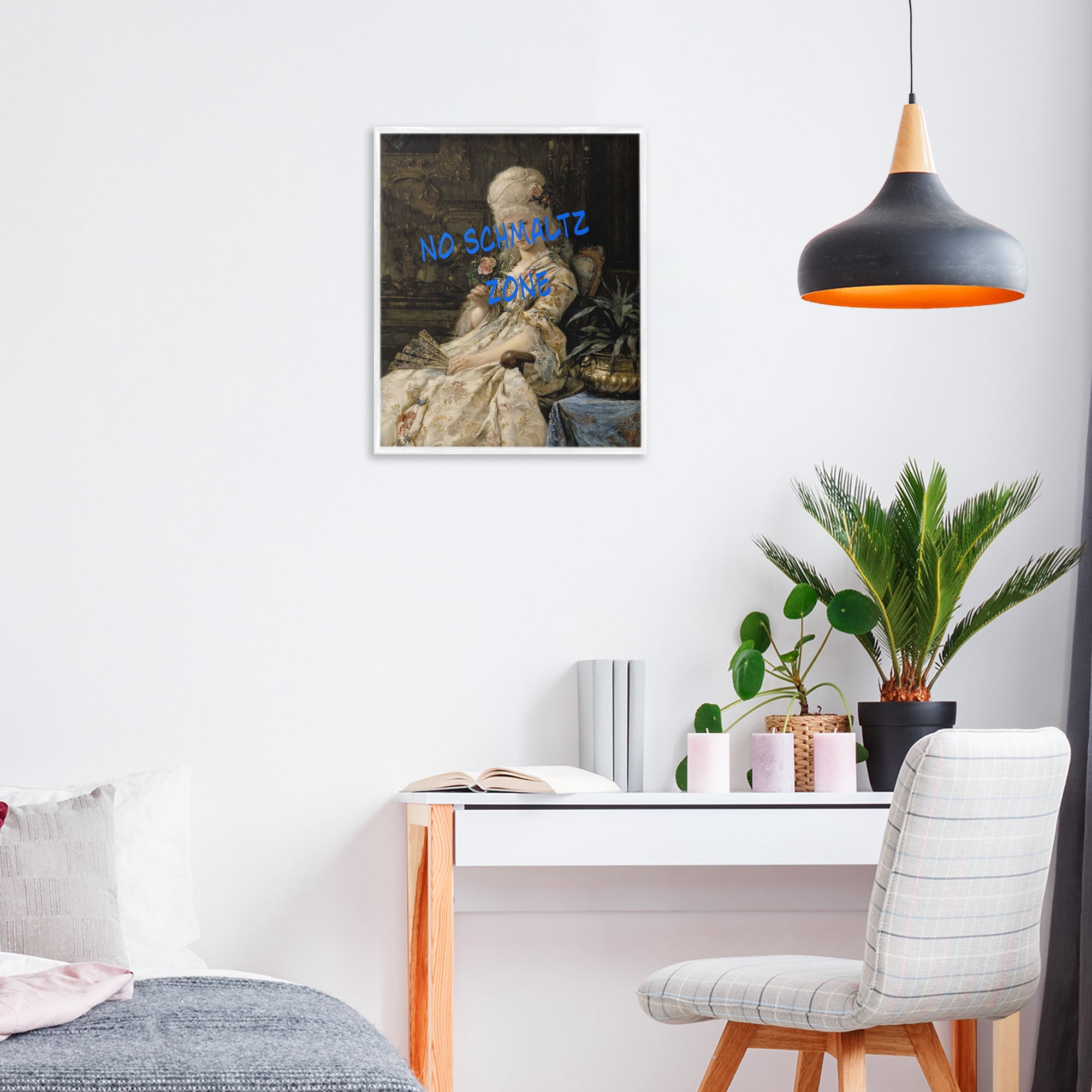 Stupell Industries Iconic No Schmaltz Zone White Framed Giclee Art, design by Grotto Studios