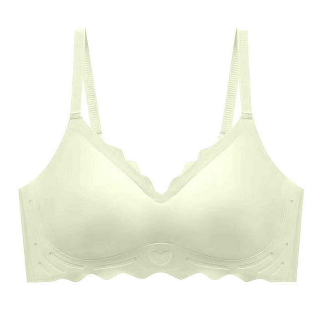LOVZFMLL Bras for Women Women's Solid Color Seamless Underwear Without Steel Rims Detachable Chest Sagging Wave Pattern Bra Green S
