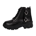 thumbnail image 2 of Purcolt Ankle Boots for Women Dressy Casual PU Leather Round Toe Block Heel Lace-up Short Booties Comfort Slip on Dress Shoes Streetwear with Side Zipper, 2 of 9