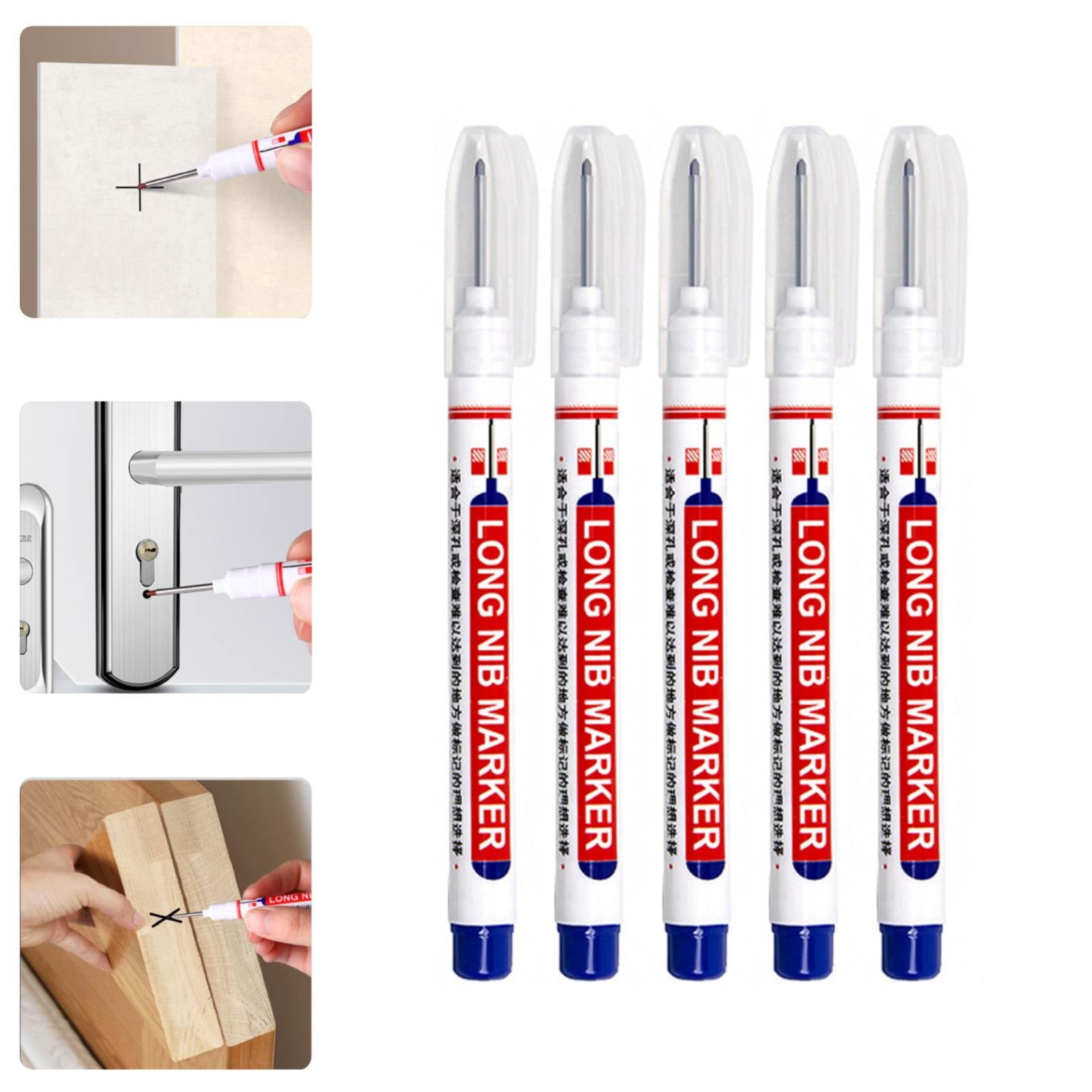 Giyblacko Clearance 20mm Long Head Deep Hole Marker Pen Building Marker Pen Marking Tool Metal Marker Pen Marker Pen Woodworking Ink Marker Pen 5pc 10ml